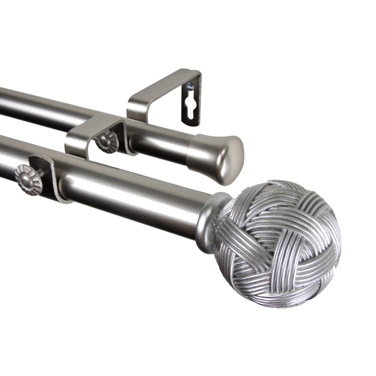 Rod Desyne Twine Double Curtain Rod 48-84 inch - Satin Nickel